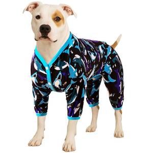 lot 2415 image: LovinPet Dog Pjs Large Breed - Pet Anxiety Relief, Anti-Shedding Dog Pajamas, Lightweight Stretchy Fabric, Whale Hello There White Print, Large Pitbull Pajamas, Pitbull Clothes All SeasonMedium