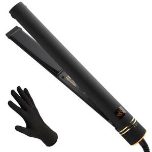 lot 2432 image: HOT TOOLS Pro Artist Black Gold Ionic 1 Inch Flat Iron - Use as Straightener for Sleek Straight Hair or Use Rounded Edges for Shiny Curls and Waves, Stylist-Preferred Styles