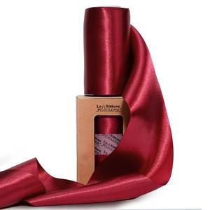 lot 2435 image: LaRibbons Red Satin Ribbon 4 Inch 10 Yards Christmas Ribbons Double Faced Luxury Burgundy Silk Ribbon for Gift Wrapping Flower Bouquets Bow Christmas Wedding Party Decoration