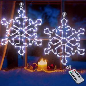 lot 2440 image: Attmu 2 Pcs Christmas Snowflake Window Lights with 144 LED Cool White, 8 Lighting Modes 12 Inches Snowflake Lights Outdoor Decorations for Home Window Display Furniture Xmas Decor