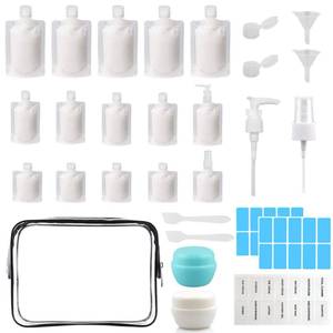 lot 2458 image: 29 PCS Travel Size Refillable Empty Squeeze Pouch TSA Approved Travel Pouches for Toiletries Liquid Travel Containers Leak Proof Portable Travel Fluid Makeup Packing Bag for Cosmetics 3050100ml