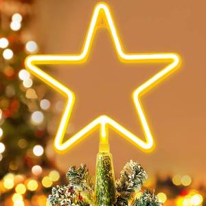 lot 2459 image: KOUPA 14.5-Inch Christmas Tree Topper Large 5 Point Star Treetop with LED Warm White Lights for Xmas Ornaments and Holiday Seasonal Tree Decorations