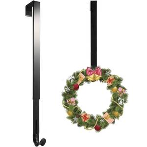 lot 2463 image: Linwnil Wreath Hanger Adjustable Length from 14 to 26 Inches Wreaths Holder Hook 20LB Heavy Duty for Front Door for Christmas Easter Halloween Decorations Wreath (Black 1pcs, 1)