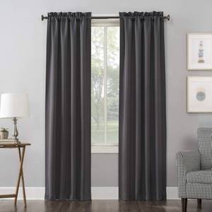 lot 2471 image: Sun Zero Easton Energy Saving Blackout Rod Pocket Curtain Panel, 40 x 84, Charcoal Gray