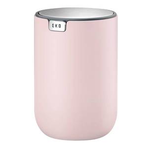 lot 2491 image: EKO Mini Desk Trash Can with Swing-Top Lid 0.4 Gallon Small Table Round Wastebasket for Office, Home, Car (Pink)