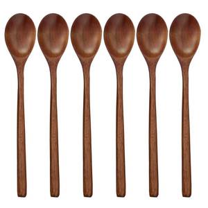 lot 2496 image: ADLORYEA Wooden Spoons, 6 Pieces 9 Inch Wood Soup Spoons for Eating Mixing Stirring, Wood Spoon with Japanese Style Kitchen Utensil