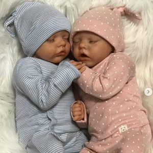 lot 3402 image: Angelbaby 18 inch Cute Real Life Sleeping Reborn Baby Dolls Twins Girl and Boy Silicone Full Body Realistic Newborn Dolls Look Real Living Babies Doll Bathable Child Reborn Toddler for Kids