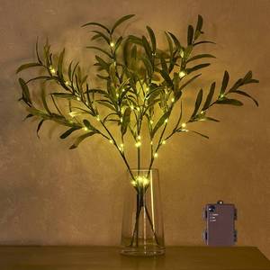 lot 3408 image: Hairui Lighted Olive Branches with Timer 24IN 72LED Battery Operated, Artificial Greenery Olive Tree Branch with Fairy Lights for Wedding Christmas Home Indoor Outdoor Decoration