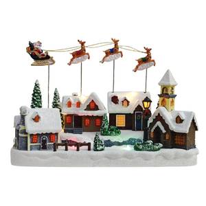 lot 3420 image: MerryPulse Christmas Village, Colorful Animated Scenes with Santa Reindeer Sleigh Musical Christmas Village Houses Collectible Building for Xmas Indoor Decorations