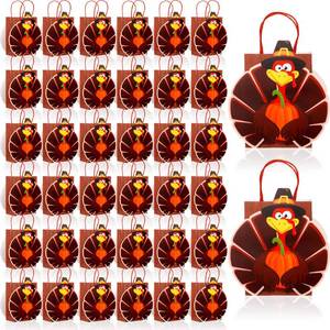 lot 3421 image: Yexiya 24 Pack Thanksgiving Turkey Gift Paper Bags Bulk Turkey Shaped Reusable Treat Candy Totes Goodie Bags with Handles for Autumn Fall Harvest Birthday Party Favors Bag Supplies Decoration