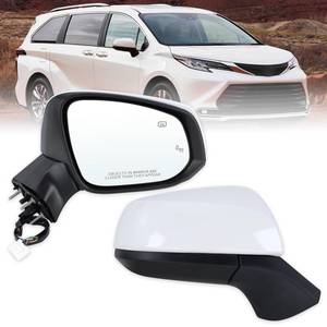 lot 3431 image: Lqito Right Passenger Side Door Mirror Compatible With 2021-2025 Toyota Sienna With Manual Folding Power Glass Heated Blind Spot White Replace#8791508040(6Pins)