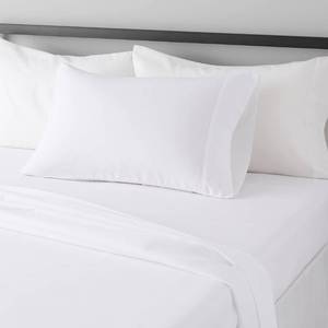 lot 3433 image: Amazon Basics Lightweight Super Soft Easy Care Wrinkle Free Microfiber 3 Piece Bed Sheet Set with 14-Inch Deep Pockets, Twin, Bright White, Solid, Kids, Men & Women Bedding