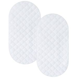lot 3435 image: Bassinet Mattress Pad Cover Fit for HourglassOval Bassinet Mattress, Waterproof Bassinet Mattress Protector Quilted Bassinet Sheets (32x17) 2 Pack for Boys Girls, White
