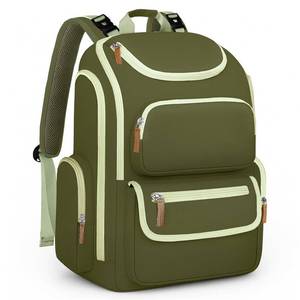 lot 3438 image: Mancro Diaper Bag Backpack for Woman, Waterproof and Lightweight Large Capacity Baby Diaper Bag, Multipurpose Travel Diaper Bag for Dads Moms,Green and Brown