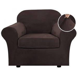 lot 3455 image: H.VERSAILTEX Rich Velvet Stretch 2 Piece Cover Chair Slipcover Sofa Cover Furniture Protector Couch Soft with Elastic Bottom Chair Couch Cover with Arms Width Up to 49 Inch(Chair,Brown)