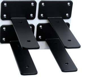 lot 3465 image: 2 Pack - 6 inch Black Hidden L Shelf Bracket (15 Inch Thicked) Iron Floating Shelf Brackets Rustic Industrial Metal Brackets for Shelf Support