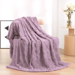 lot 3468 image: Linecooo Light Purple Fleece Throw Blanket 50���60�� for Couch Sofa Bed,Super Soft Cozy Plush Microfiber Flannel Blanket with 3D Checkered Design Lightweight for Adults,Woman,Girls