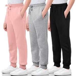 lot 3469 image: Aocku 3 Pack Girls Sweatpants Cotton Fleece Girls Active Joggers Soft Athletic Sweat Pants for Kids Youth with Pocket Drawstring