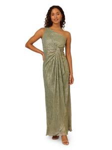 lot 3470 image: Adrianna Papell Womens Stardust Pleated Draped Gown  Long Evening Gown with Mermaid Skirt & Luxurious Metallic Mesh, Green Slate 16