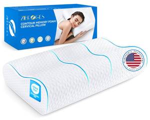lot 3476 image: zibroges Cervical Neck Pillow for Pain Relief- Queen Size Cooling Pillow for Sleeping, Memory Foam Pillows for Neck Shoulder, Ergonomic Adjustable Contour Bed Pillow for Side, Stomach & Back Sleepers