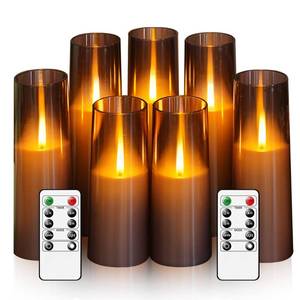 lot 3477 image: kakoya Flameless LED Candles Upgraded Realistic Flickering Flame,7Pcs Battery Operated Candles with Remote Timers,LED Pillar Candles for Home Decor,Christmas,and Parties��Grey��
