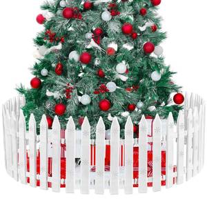 lot 3485 image: URATOT 35 Pieces Christmas Tree Thick White Plastic Picket Fence Christmas Tree Fence for Pets Kids Holiday Party Garden Home Decoration, 12 Inches