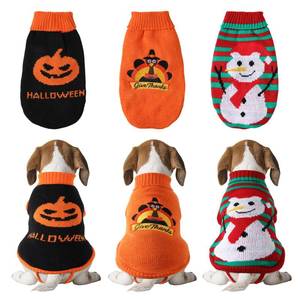 lot 4298 image: Sunnymove 3 Pack Halloween Thanksgiving Christmas Dog Cat Sweaters Sets Dogs Fall Clothes Pumpkin Turkey Snowman Dog Cat Knit Sweaters Pets Costumes for Holiday Dogs Cats Pets(Medium)