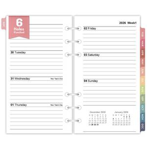 lot 4303 image: 2026 Weekly & Monthly Planner Refills for A6 6-Ring Binders, Jan 2026 - Dec 2026, Forvencer 6-Hole Punched Planner Inserts with Colorful Monthly Tabs, Pocket Calendar Organizers, 3-34 x 6-34