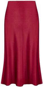 lot 4313 image: Keasmto Wine Red Skirts for Women Midi Length High Waist Silk Satin Elasticized A Line Summer Casual Ladies Solid Color Skirt M
