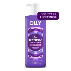 lot 4320 image: OLLY Renew Body Wash with Vitamin D, Retinol & Botanicals �� Nourishing Cleanser for Skin Barrier Repair, Deep Hydration, Jasmine Bergamot Scent, 17oz