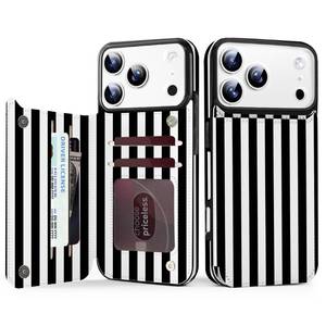 lot 4340 image: TopPerfekt for iPhone17 Pro Max Case Wallet Card Holder, Military-Grade Drop Protection,Flip PU Leather Built, Double Magnetic Clasp and Durable Shockproof for iP17 PM5G 2025 Cover-Stripes Black White