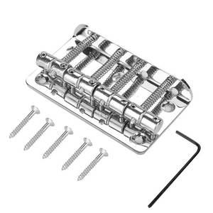 lot 4342 image: 4 String Hardtail Bridge, Bass Bridge Saddles for Precision 4 Saddle Hardtail 80mm Metal Tailpiece Electric Bass Bridge Replacement Accessory(Silver)