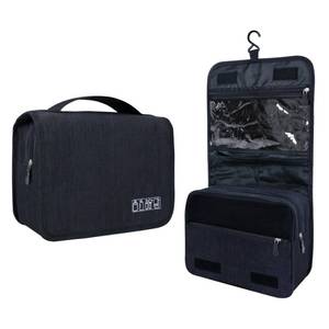 lot 4344 image: Lcsmaokin Large Capacity Toiletry Bag Travel Bag with Hanging Hook for Men and Women Waterproof Travel Cosmetic Bag Bathroom Storage Bag for Brushes Set,Full-Sized Shampoo,Toiletries,Accessories-Black