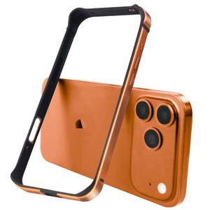 lot 4359 image: AOPNN New Aluminum Frame Metal Bumper Frame Slim Hard Case Cover for iPhone17Pro, Metal Frame with Soft Inner Bumper, Raised Edge Protection (Orange, for iPhone17Pro)