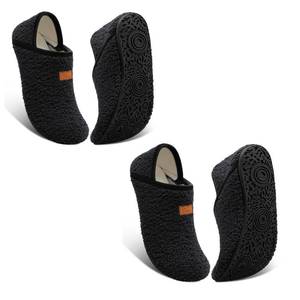 lot 4368 image: BARERUN Womens Mens Slippers Bulk with Rubber Sole Soft-Lightweight House Slipper Socks Wide Barefoot Slippers House Shoes for Home Bedroom Travel 2pairs Black 7-7.5 Women5.5-6 Men