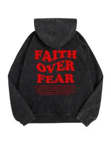 lot 4370 image: WDIRARA Mens Y2k Letter Graphic Distressed Long Sleeve Hoodie Vintage Hipster Loose Fit Hooded Sweatshirt Red XX-Large