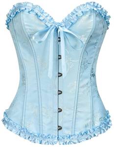 lot 4372 image: SZIVYSHI Azure Blue Corset Top for Women - Overbust Lace Up Waist Cincher Bustier Lingerie - Corsett - Size L