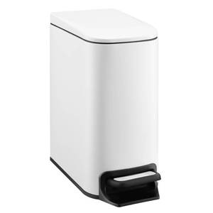 lot 5295 image: TIPGO Slim Bathroom Trash Can with Lid Soft Close, Step Pedal, 6 Liter  1.6 Gallon Stainless Steel Trash Bin, Small Garbage Cans for Bedroom, Office, Kitchen (White)