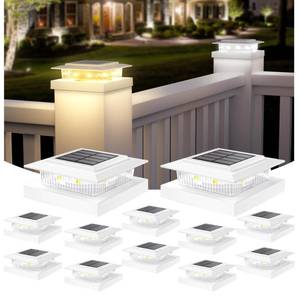 lot 5298 image: APONUO Solar Post Cap Lights for 4x4 Wood & 5x5 Vinyl Fence Posts, Weather-Resistant IP64 Waterproof, Dual WhiteWarm LED Outdoor Lights for Fence, Deck & Garden, Auto OnOff, Easy Install - 12 Pack