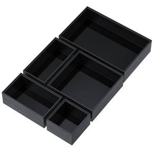 lot 5312 image: Greatseas Bamboo Drawer Organizer Set, 5 PCS Multi-use Varied Sizes Junk Drawer Organizer Kitchen Storage Box for Office, Home, Bedroom, Bathroom, Black