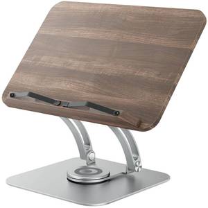 lot 5324 image: Tounee Book Stand for Reading, Adjustable Book Holder with 360° Swivel Base, Foldable Cookbook Stand Recipe Book Holder with Elastic Page Clips for Music Scores, Recipe, Tablet, Laptop-Silver