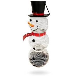 lot 5327 image: Backyard Expressions Metal Snowman Bird Feeder with Solar Light �� Hanging Mesh Bird Feeder for Outside, Winter Garden D�cor, Rust-Resistant Christmas Bird Feeder for Cardinals, Finches & Songbirds