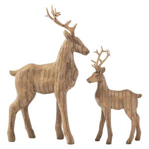 lot 5330 image: DN DECONATION 2PCS Christmas Reindeer Decoration �� Christmas Figurines Standing Deer Statues, Rustic Resin Xmas Reindeer with Wood Texture for Tabletop Mantle Decor (Brown)