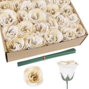 lot 5332 image: Rzoukler Glitter Roses Bouquet,30PCS Glitter Flowers Fake Roses Artificial Flowers with Stems for Wedding Party Christmas Valentines Day Home Decor (Gradient Champagne