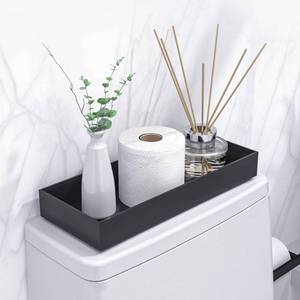 lot 5335 image: Toilet Tank Tray for Modern Black Bathroom Decor Set of 2 Toilet Tank Topper Paper Storage Decorative Organizer Box Wood Vanity Tray for Counter Decor Dresser Tops 15 x 6 x 2 (Black)