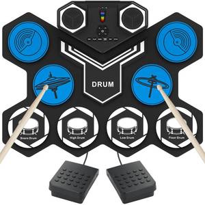 lot 5341 image: Electric Drum Set, 9 Drums Portable Practice Pad, Electronic Drum Kit with Built in Speakers, Drum Sticks, Headphone Out Jack, Christmas Birthday Gifts for Kids and Adults