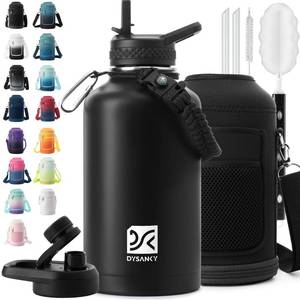 lot 5347 image: DYSANKY Insulated Water Bottle  Thickened Stainless Steel Vacuum Metal  Portable Sports Half Gallon Large Water Jug for Gym and Hiking with Straw, Carrier Bag, Handle Strap  BPA-Free 64 oz