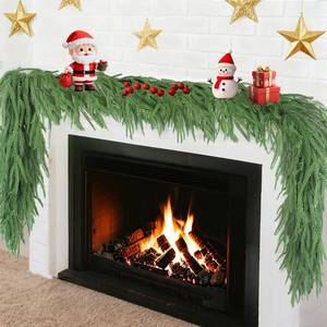lot 5350 image: 6ft Christmas Norfolk Pine Garland, Real Touch Artificial Faux Greenery Garlands for Table Wall Window Mantle Fireplace Indoor Outdoor Holiday Home Decorations