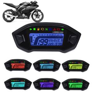 lot 6312 image: KAOLALI Motorcycle Speedometer Tachometer Universal 13000rpm LCD Digital Odometer Gauge Adjustable 7 Colors for 2,4 Cylinders