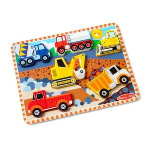 lot 6314 image: Melissa & Doug Construction Vehicles Wooden Chunky Puzzle (6 pcs) - FSC Certified
